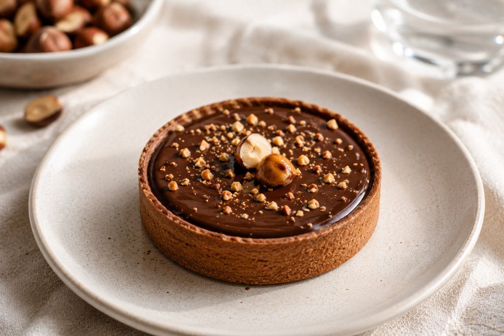 Dessert maison traiteur à emporter dans le Golfe de Saint-Tropez tarte chocolat et praliné